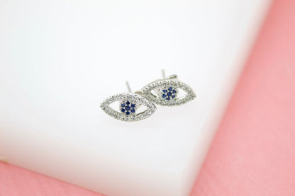 18K Gold Filled Evil Eye Red, Blue, Purple Stud Earrings (L1)