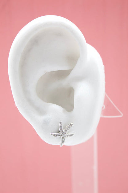 18K Gold Filled CZ Cubic Zirconia Star Fish Earring (K238)