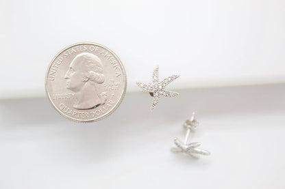 18K Gold Filled CZ Cubic Zirconia Star Fish Earring (K238)