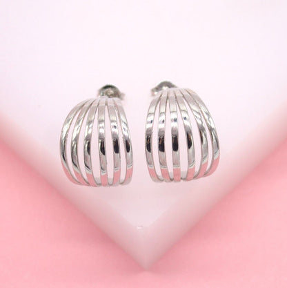 18K Gold Filled Striped Design Stud Earring (L26)