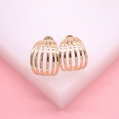 18K Gold Filled Striped Design Stud Earring (L26)