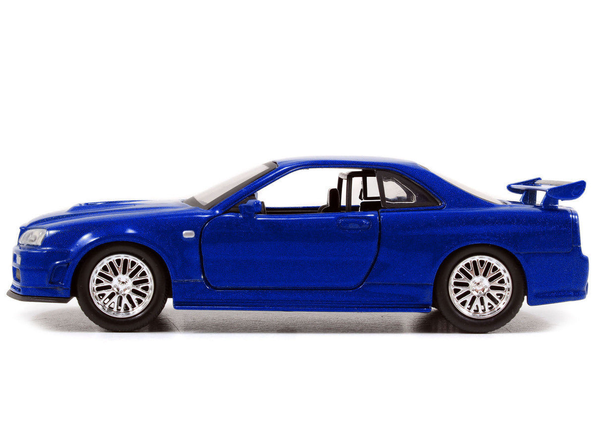 Brian's Nissan Skyline GT-R (R34) RHD (Right Hand Drive) Blue Metallic "Fast & Furious" (2009) Movie "25 Years of Fast & Furious" Series 1/32 Diecast Model Car by Jada