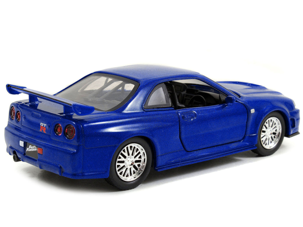 Brian's Nissan Skyline GT-R (R34) RHD (Right Hand Drive) Blue Metallic "Fast & Furious" (2009) Movie "25 Years of Fast & Furious" Series 1/32 Diecast Model Car by Jada