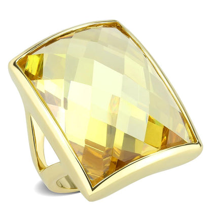 LO1251 - Gold Brass Ring with AAA Grade CZ  in Topaz