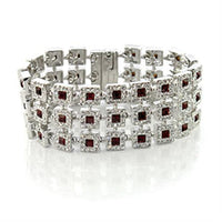 LO444 - Rhodium Brass Bracelet with Top Grade Crystal  in Siam