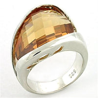 LOAS775 - Rhodium 925 Sterling Silver Ring with AAA Grade CZ  in Champagne