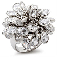 LOS114 - Rhodium 925 Sterling Silver Ring with AAA Grade CZ  in Clear