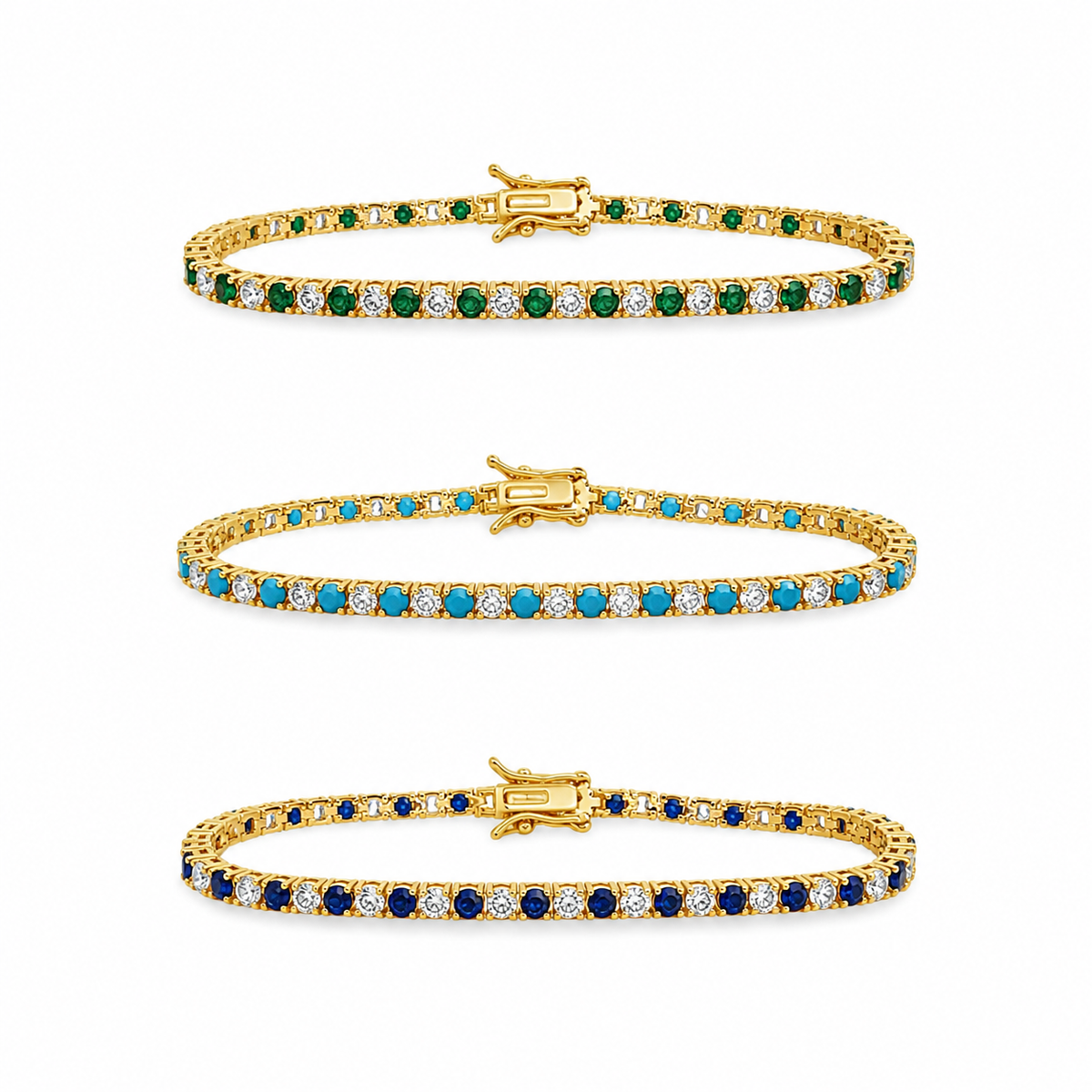 3mm CZ Tennis Bracelet – Color Stone & Clear Bezel Bracelet