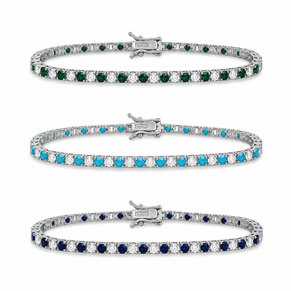 3mm CZ Tennis Bracelet – Color Stone & Clear Bezel Bracelet