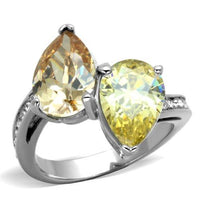 TK1820 - High polished (no plating) Stainless Steel Ring with AAA Grade CZ  in Multi Color
