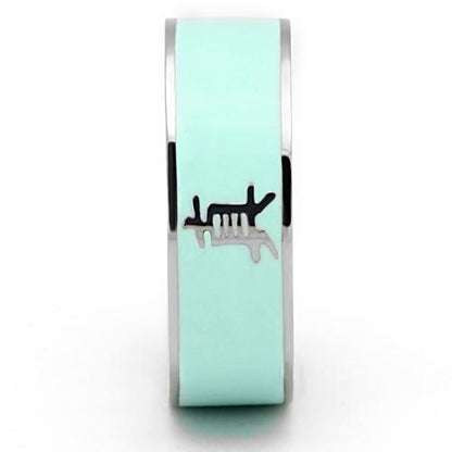 TK836 - High polished (no plating) Stainless Steel Ring with Epoxy  in Turquoise